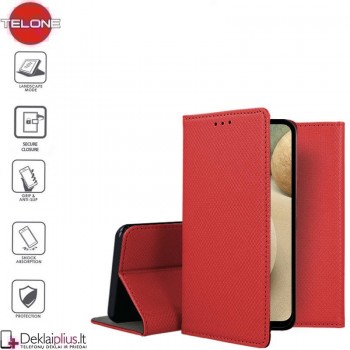 Telone smart magnet atverčiamas dėklas - raudonas (Samsung A12)